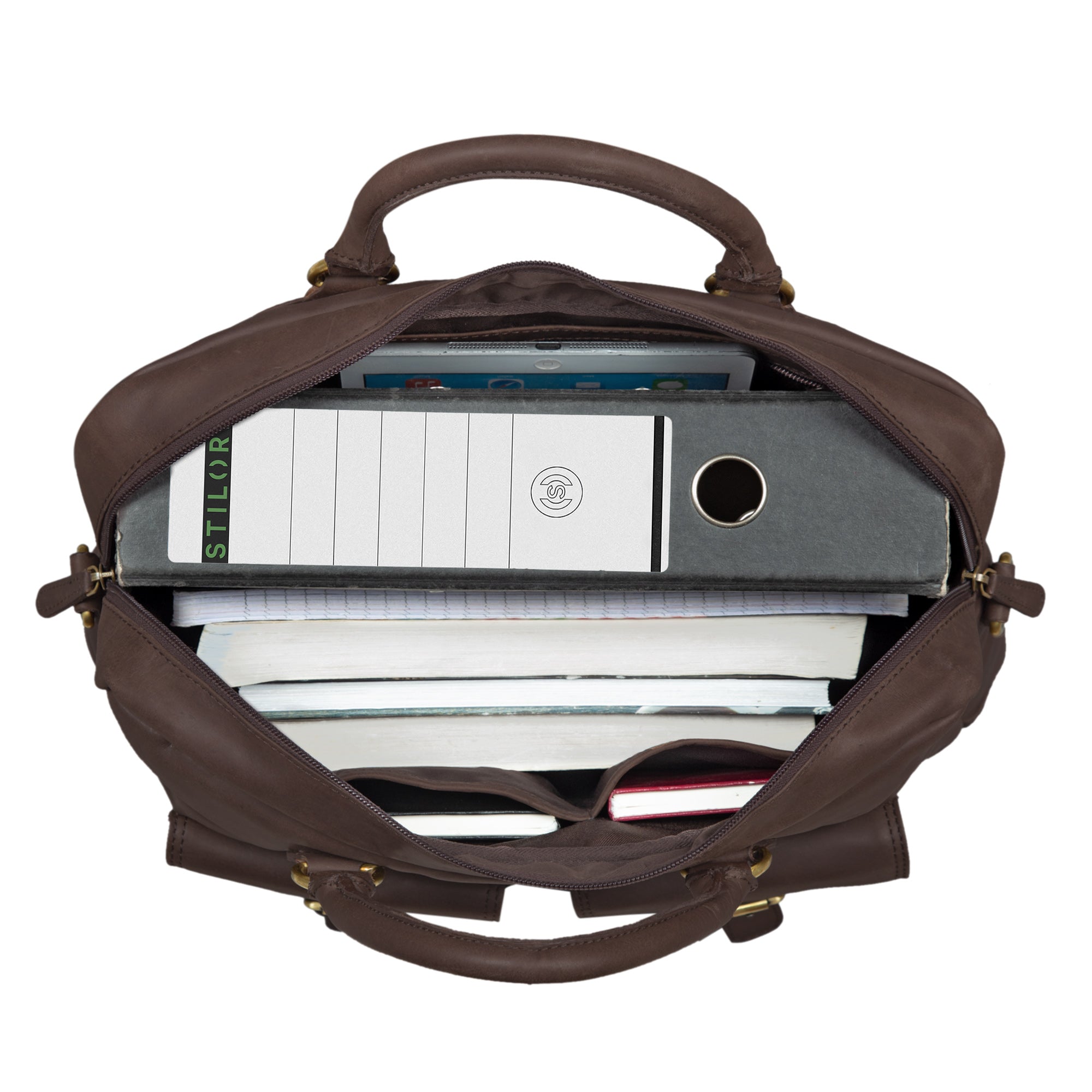 Vintage Schultertasche Leder braun
