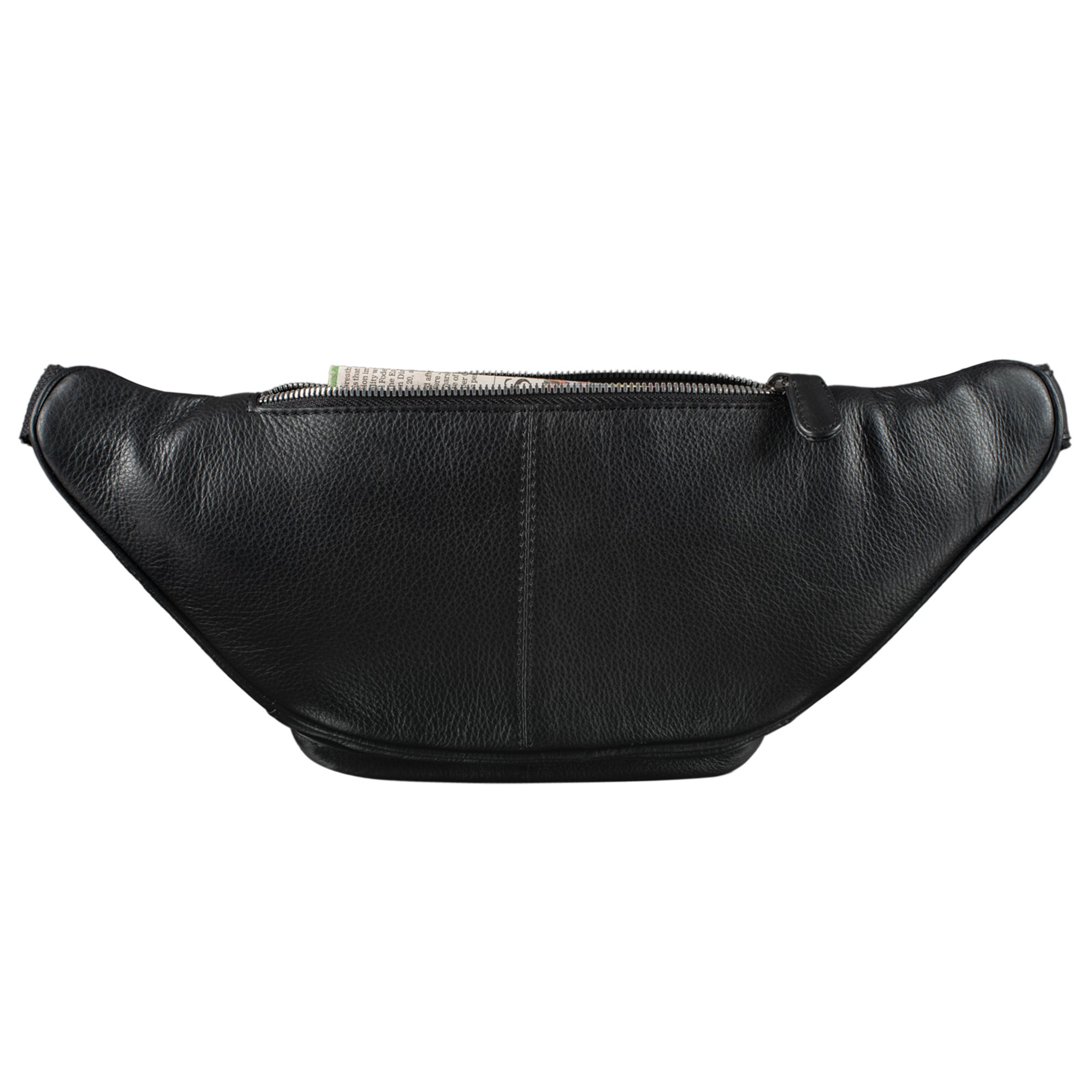 Echtleder Bauchtasche zum Umhängen schwarz