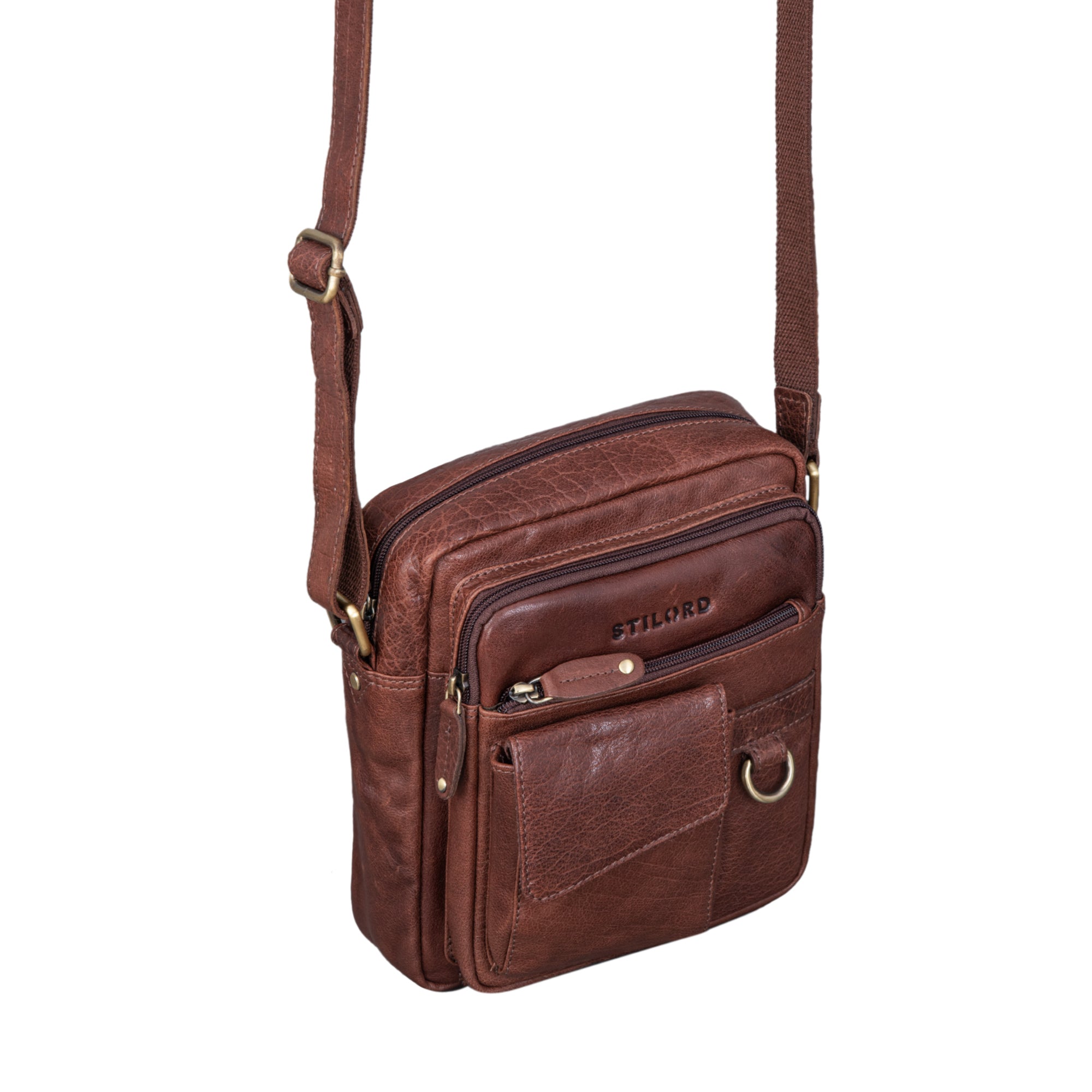Vintage umhängetasche STILORD für herren braun