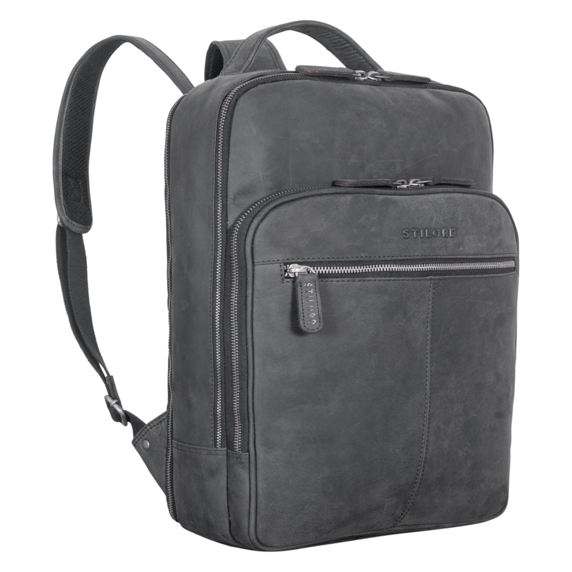 Grauer Leder Rucksack groß Herren
