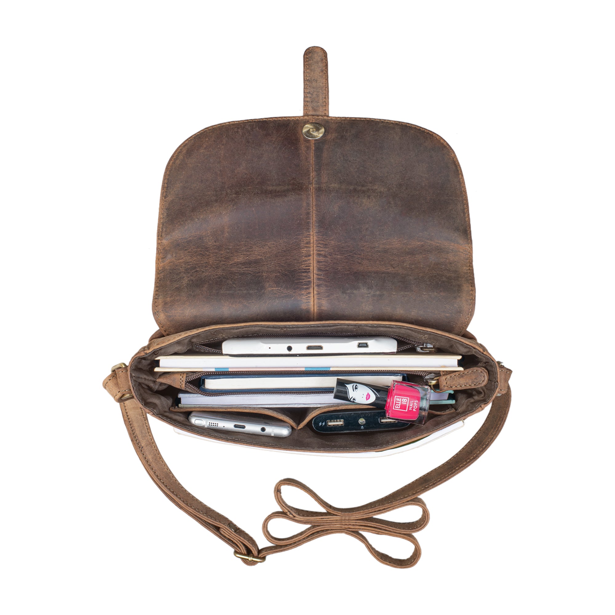 Damen Schultertasche Leder braun