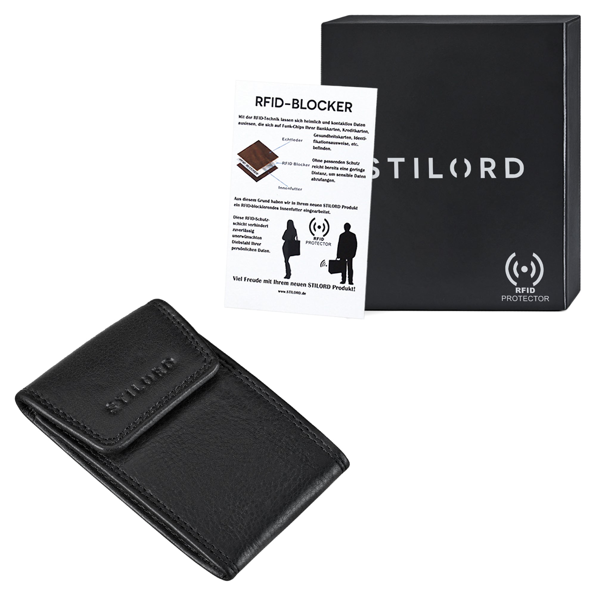 Leder Geldbörse schwarz