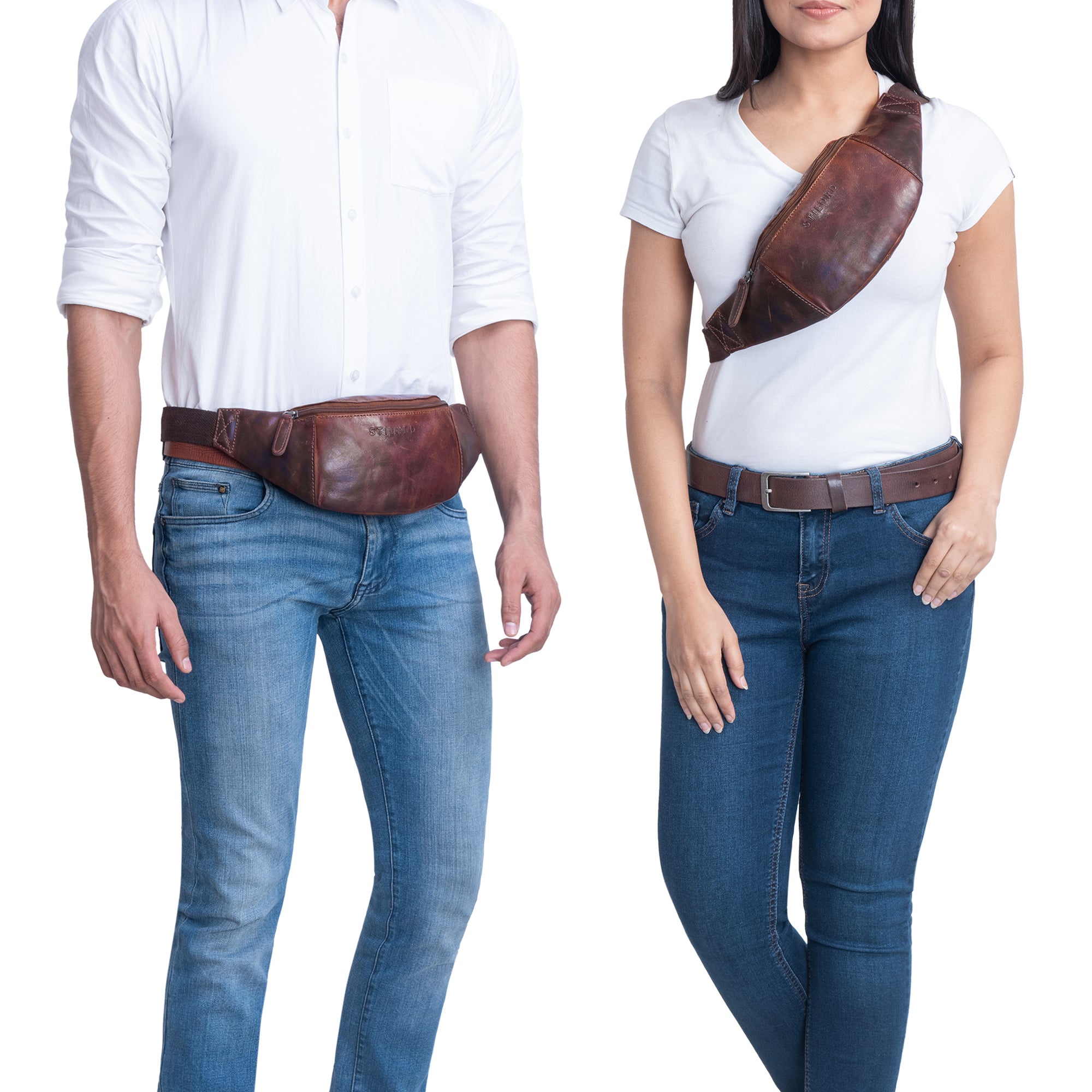 Große Bauchtasche Leder braun
