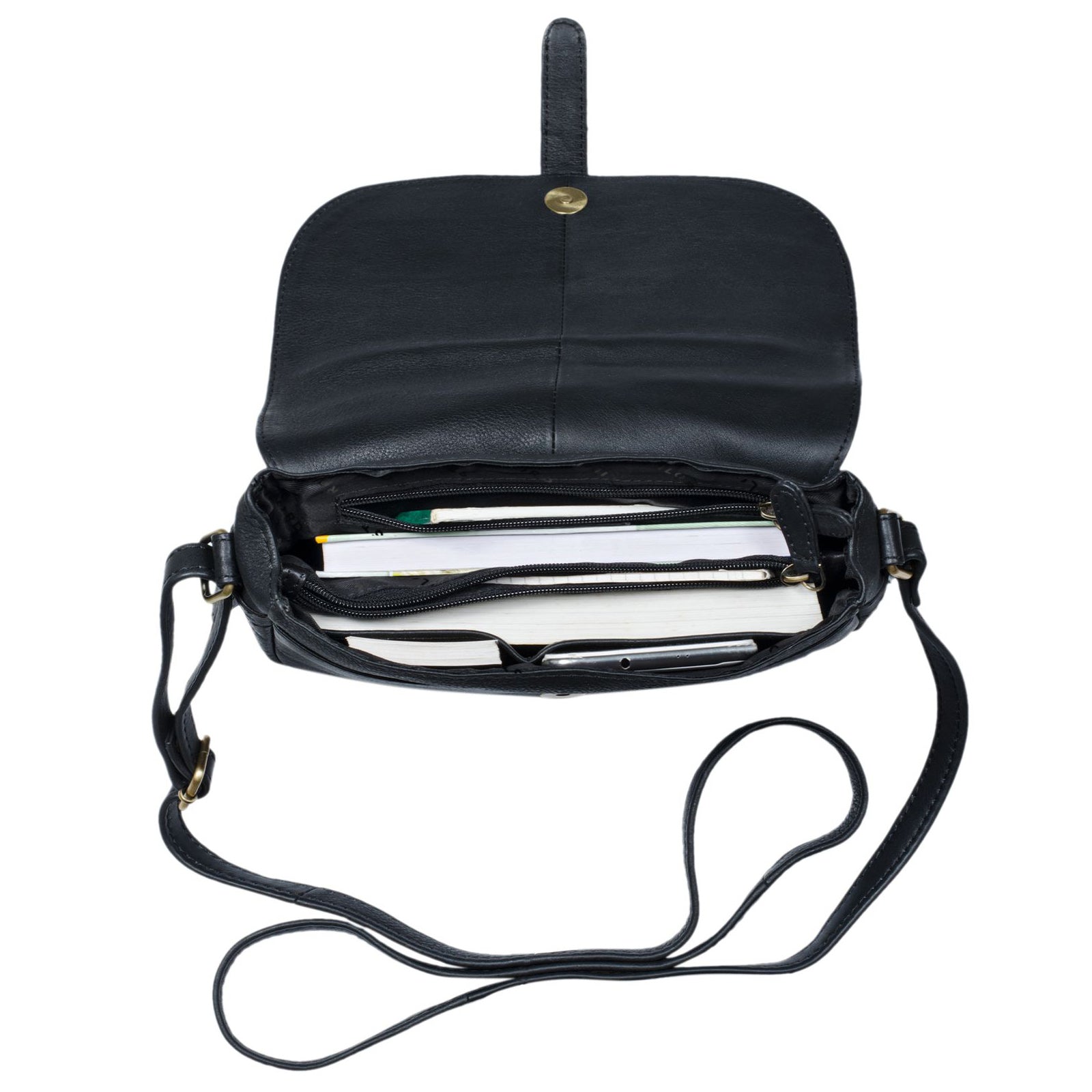 Ledertasche Freizeittasche klein schwarz