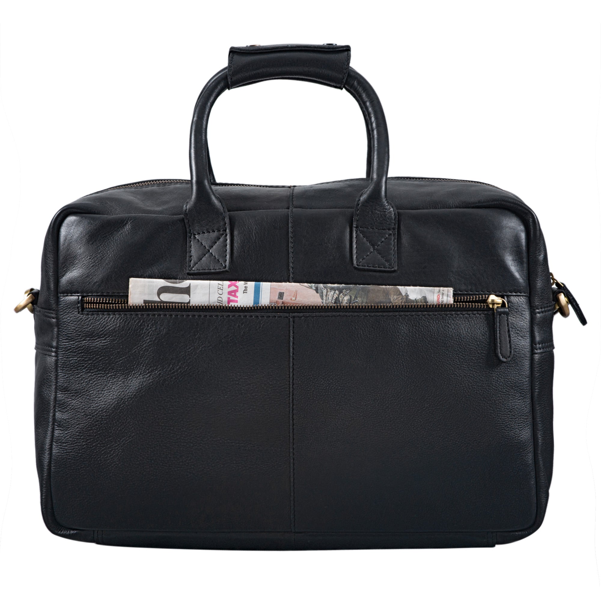 Leder Crossbody Bag Vintage schwarz