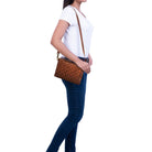 Damen Ausgehtasche Flechtoptik Leder