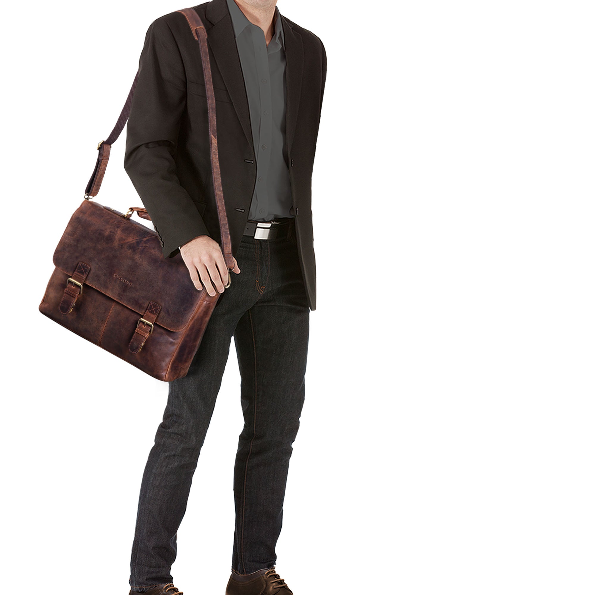Große Ledertasche zum Umhängen Vintage 