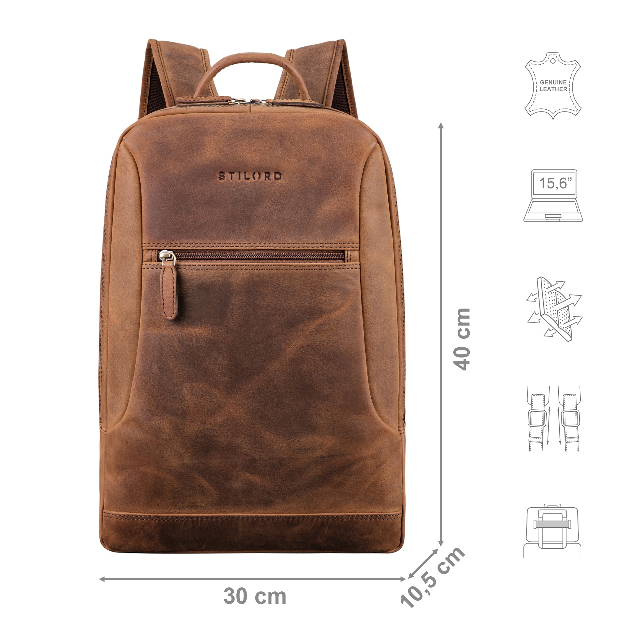Großer Lederrucksack für Damen und Herren