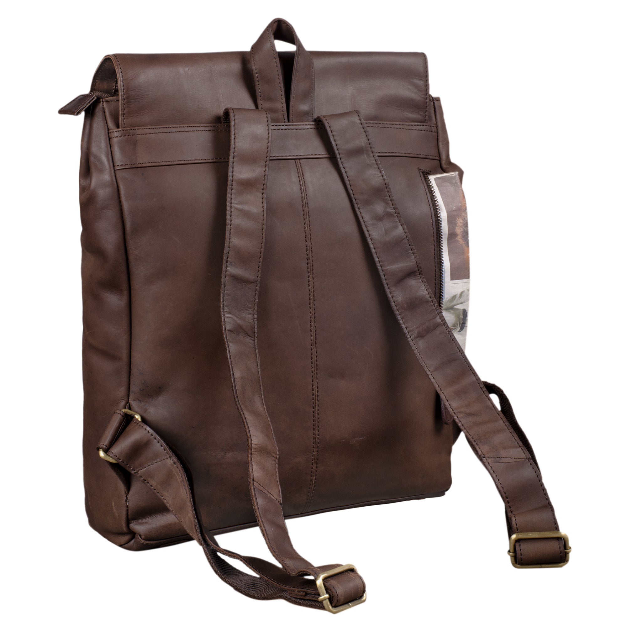 Retro Rucksack Leder dunkel braun