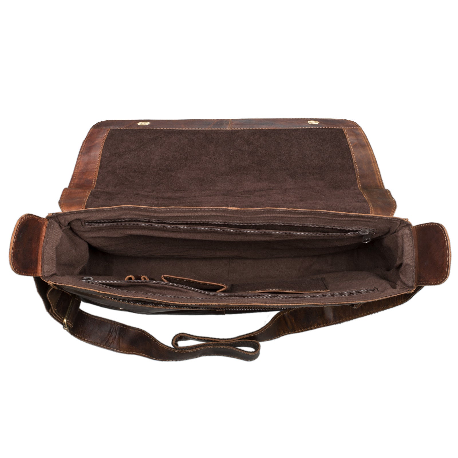 Schultertasche Leder dunkel-braun Männer