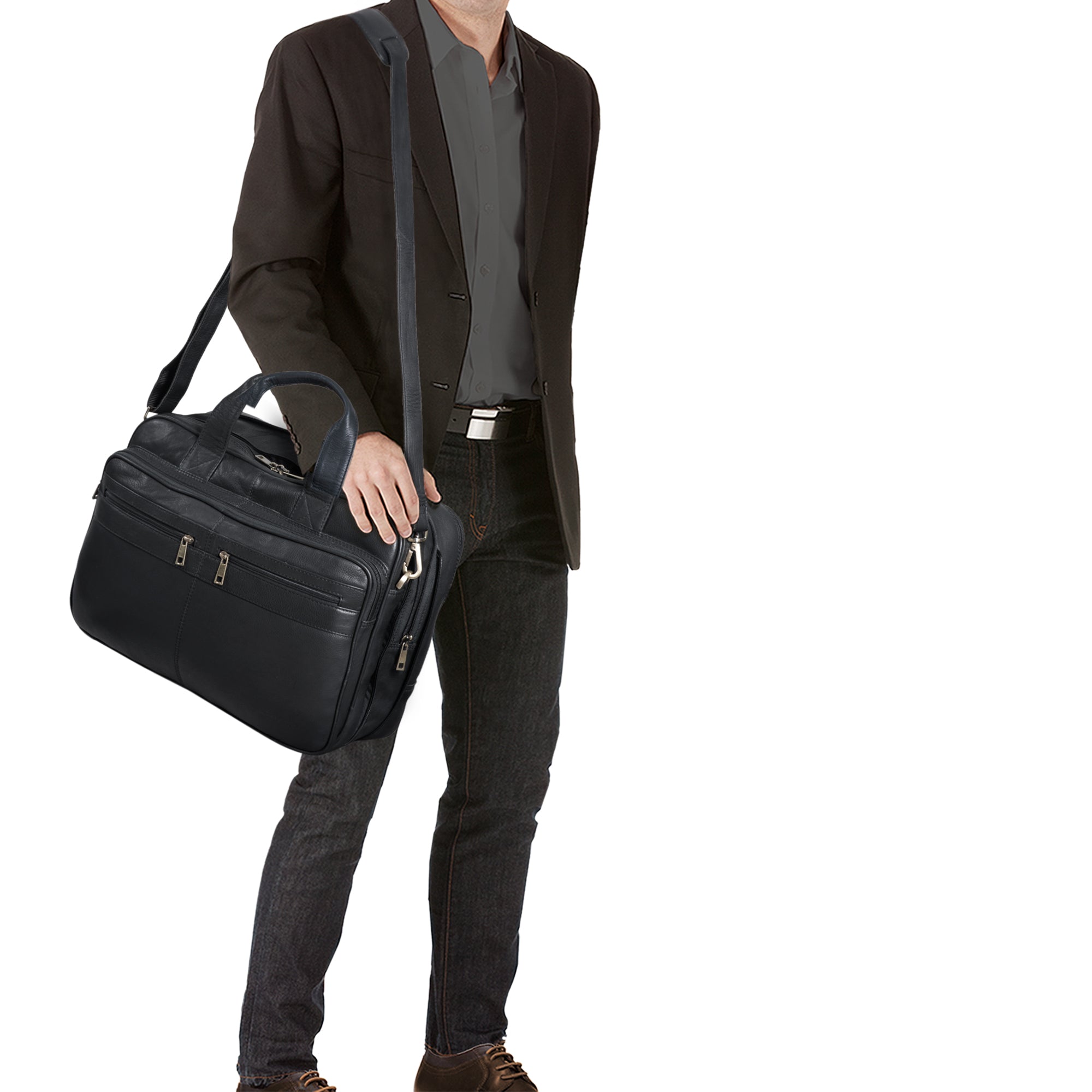 Echtleder Lehrertasche Frauen schwarz