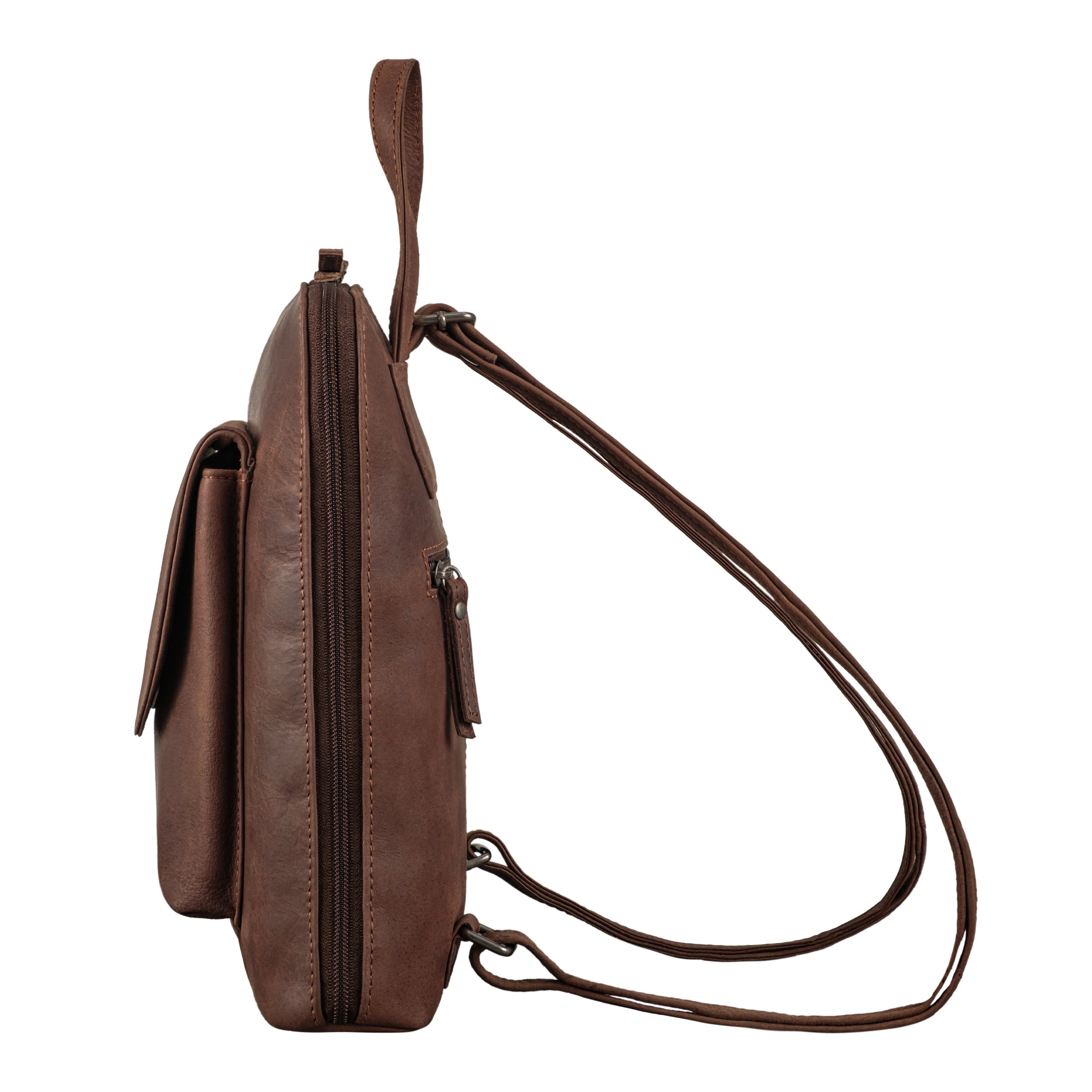Brauner Cityrucksack mit verstellbaren Schultergurten