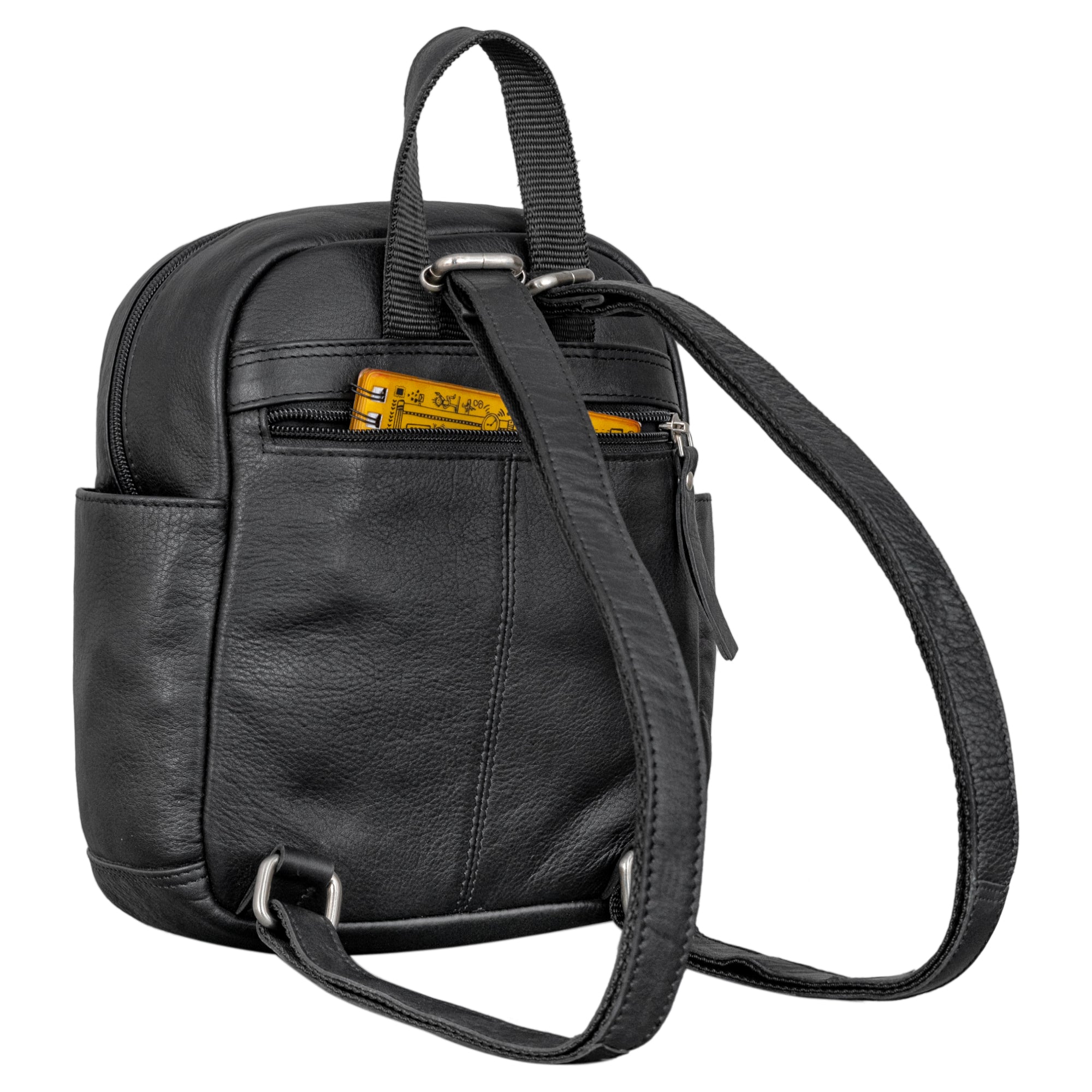 Damenrucksack Klein schwarz Leder