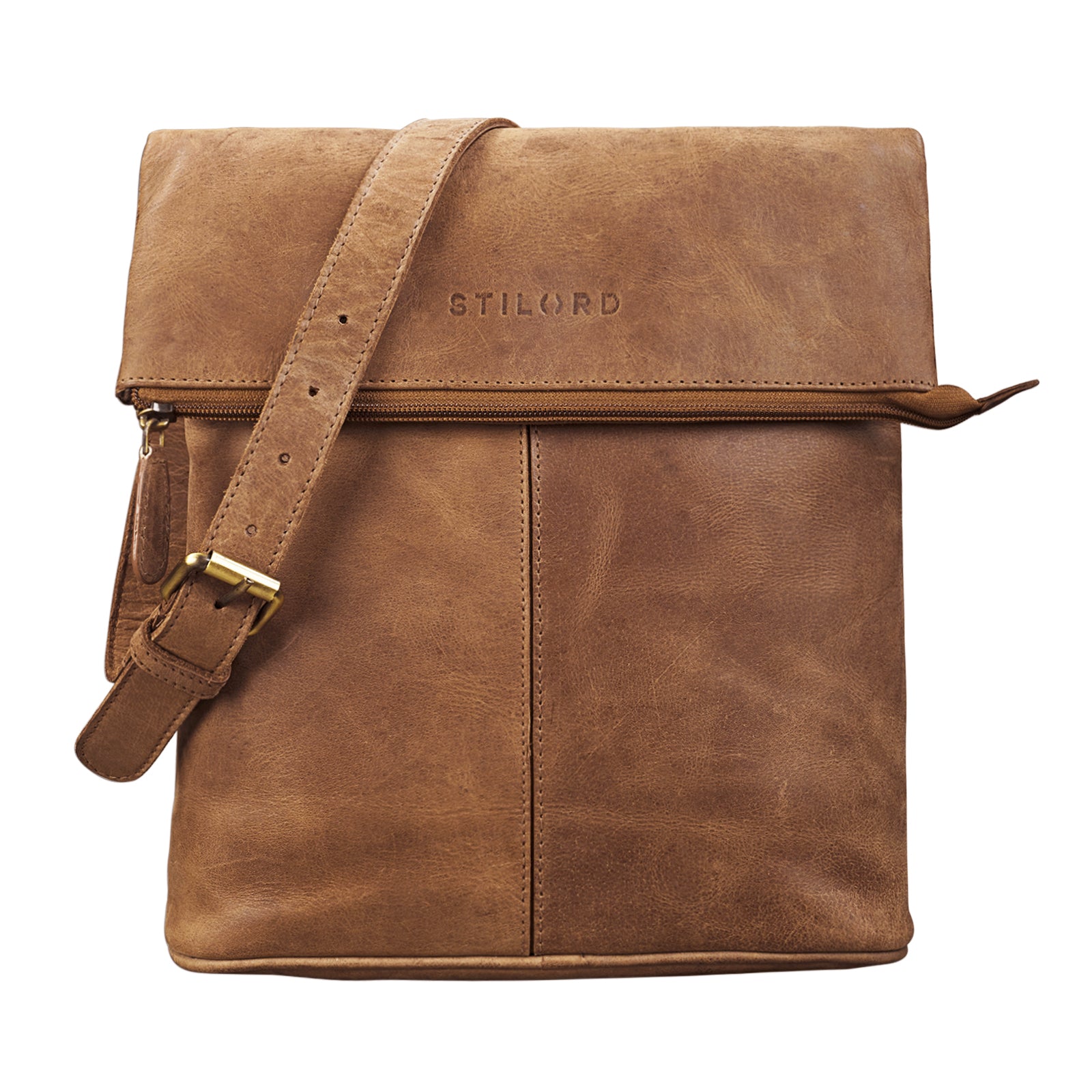 Schultertasche Leder braun