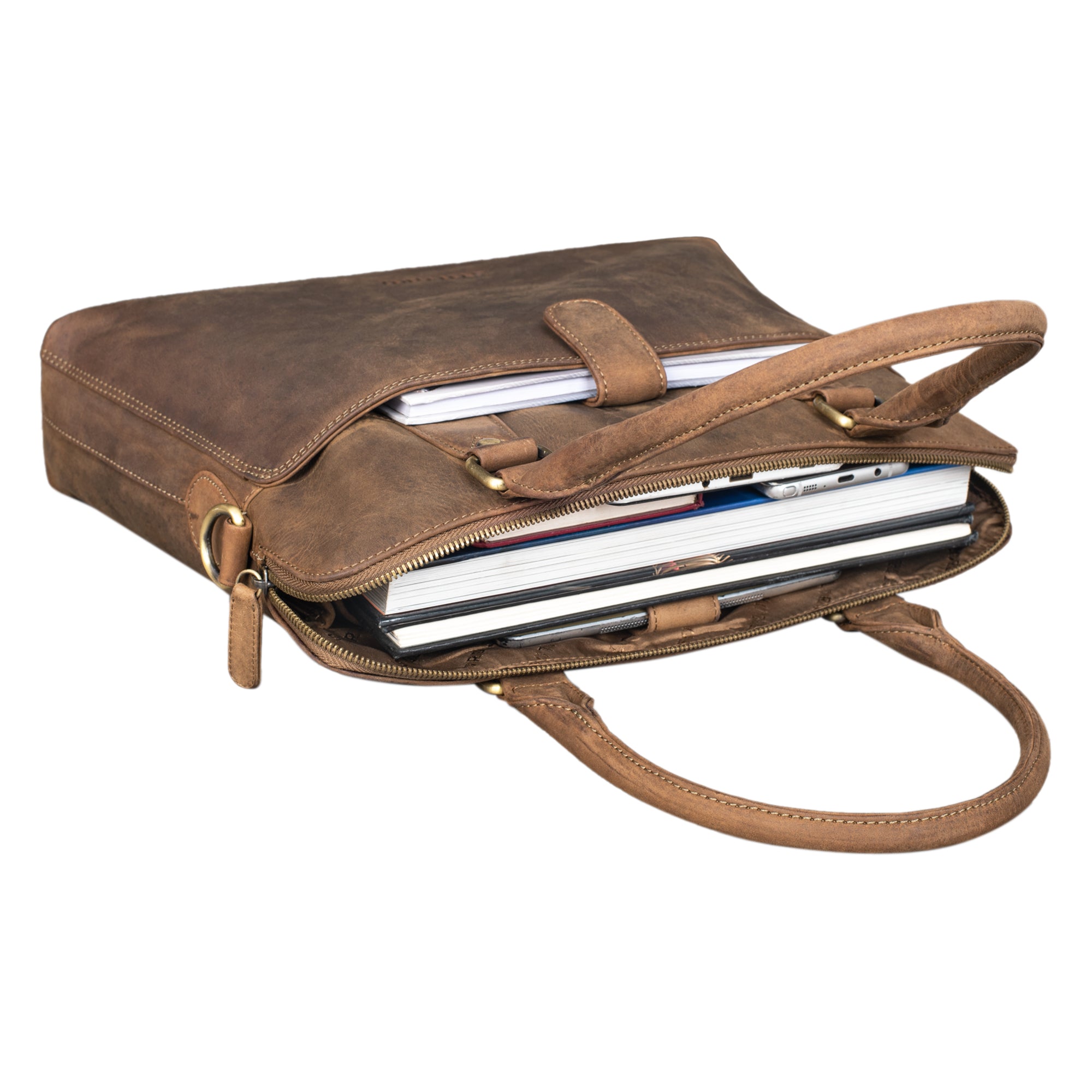 Damen Schultertasche Leder braun
