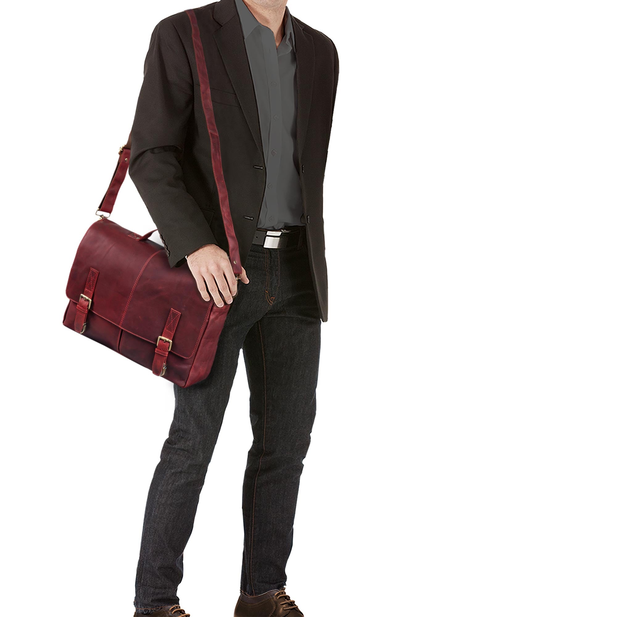 Ledertasche Aktentasche XXL rot
