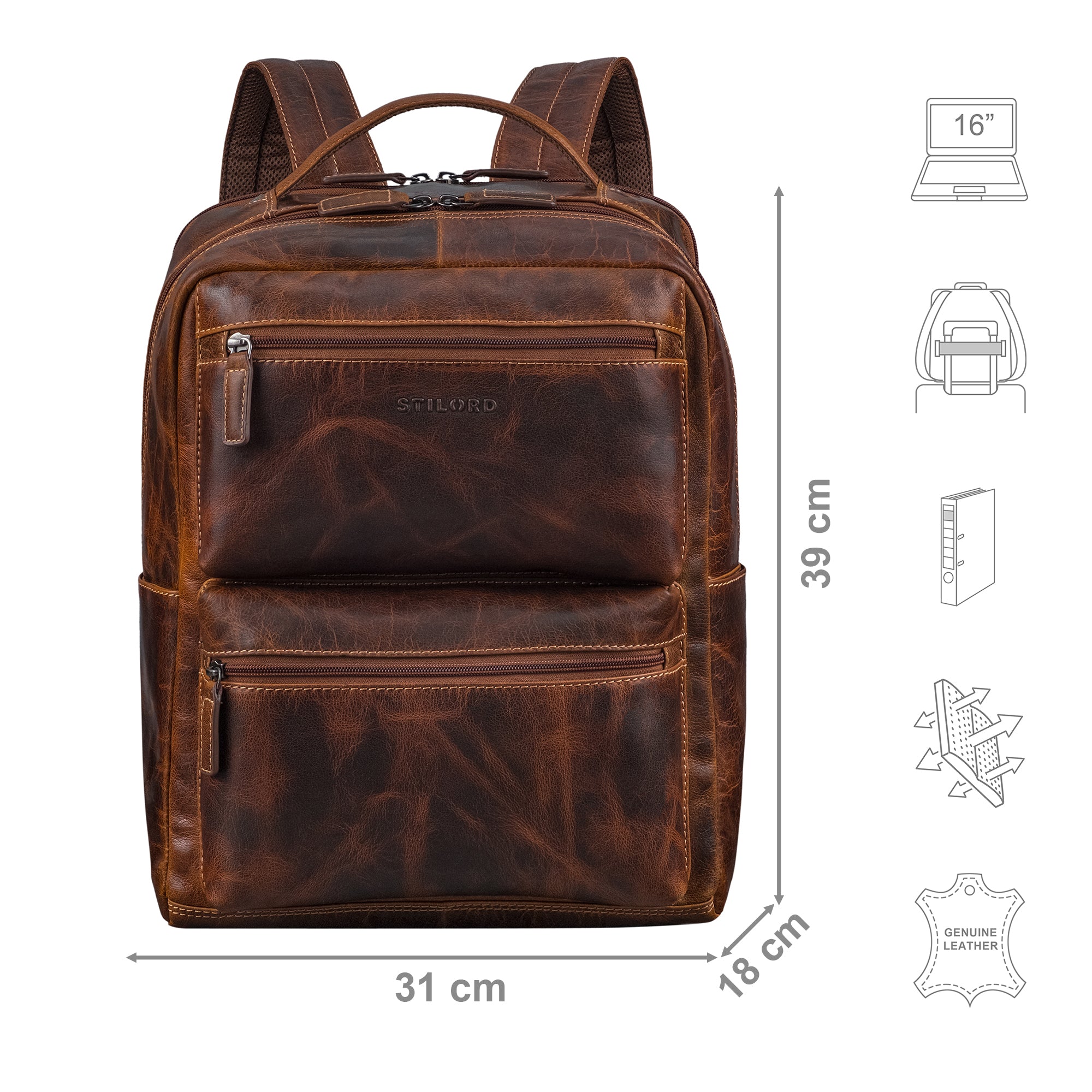 echt leder rucksack braun 16 zoll laptop