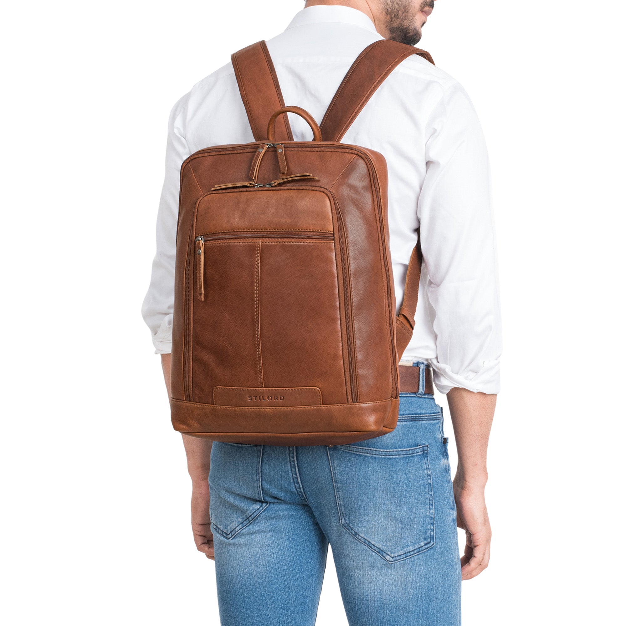 echtleder business rucksack leder herren braun