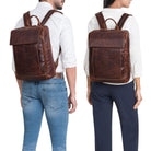 braun echt leder rucksack business herren