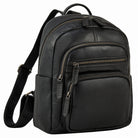 Schwarzer City Rucksack Damen Leder Klein Lederrucksack für 13 Zoll