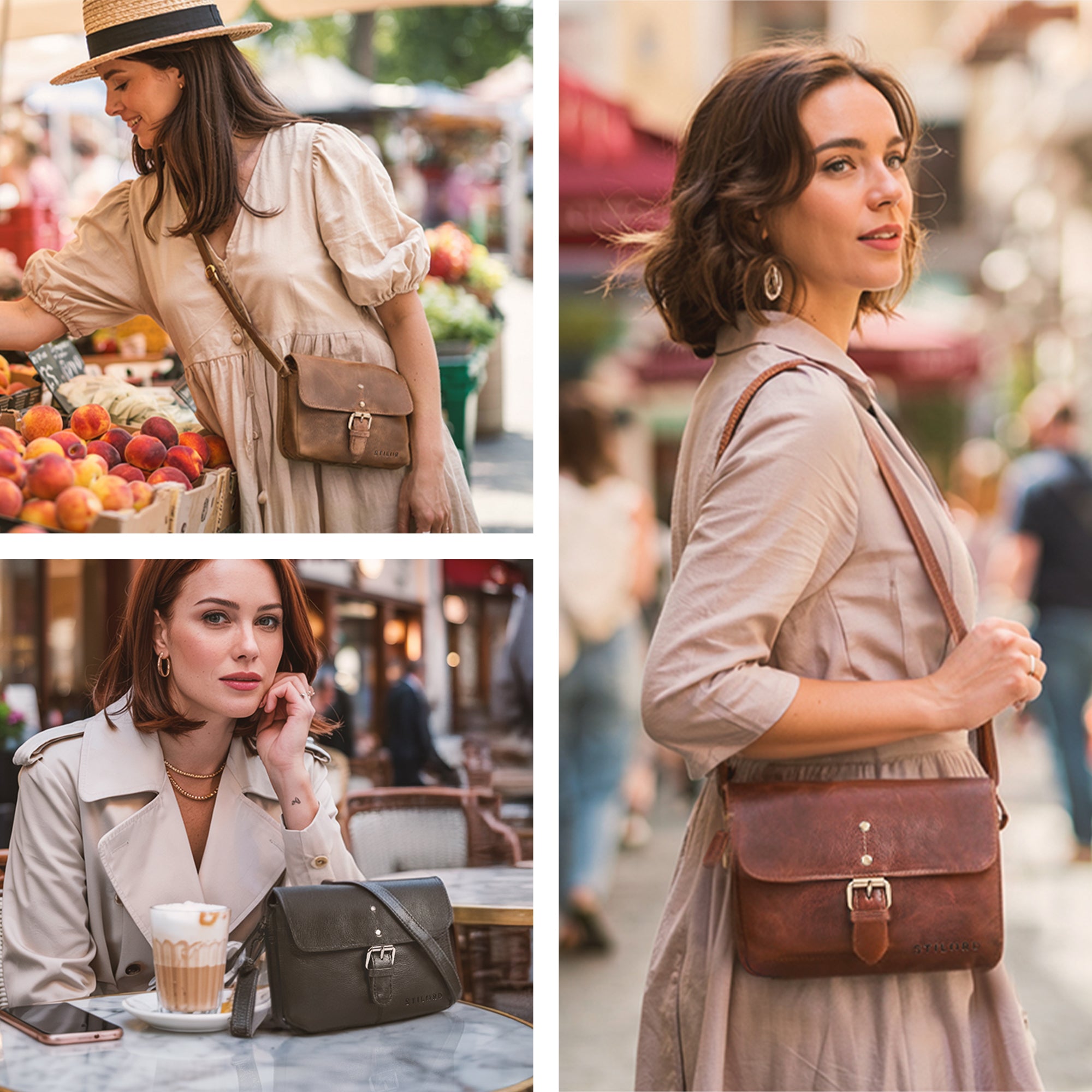 umängetasche leder handtasche klein damen cognac