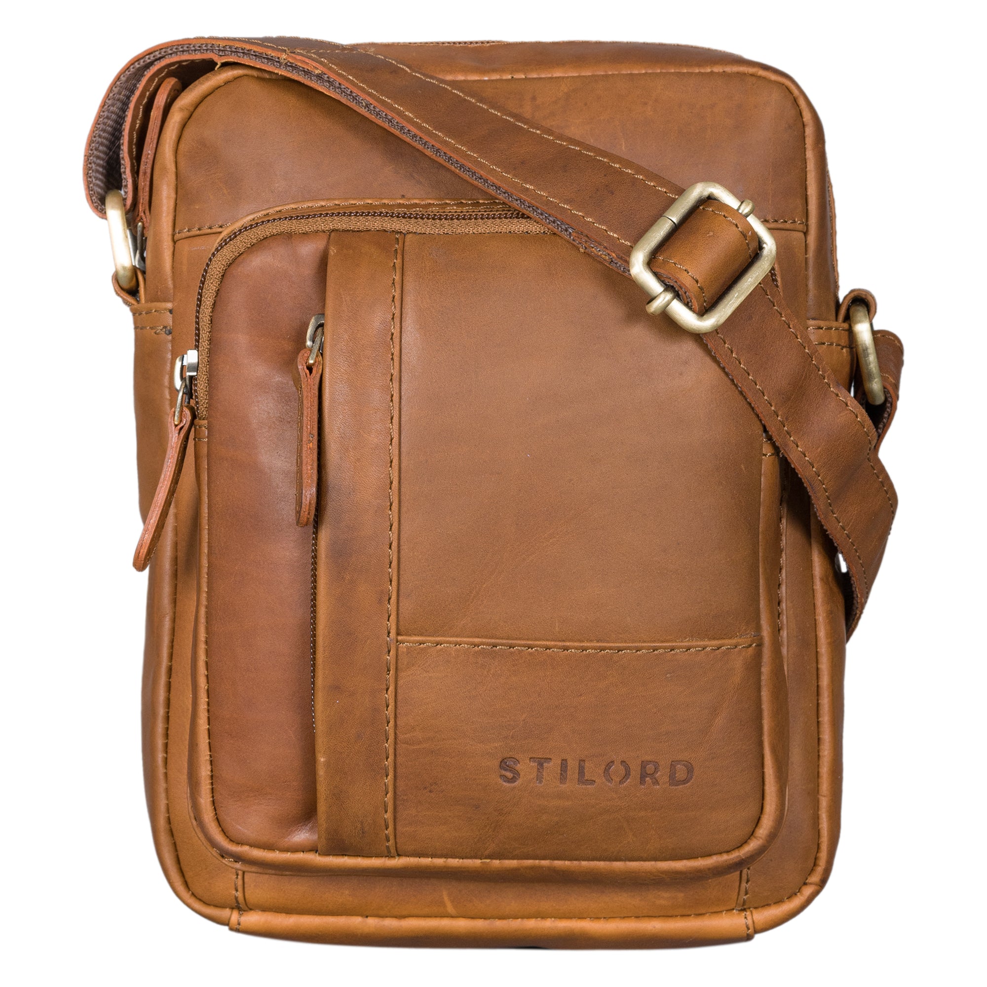 Herren Ledertasche zum Umhängen Braun hell